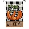 thumbnail image 1 of Fall Pumpkin Garden Flag 12x18 Inch Double Sided for Outside Thanksgiving Burlap Buffalo Plaid Small Welcome Seasonal Yard Flag (Orange), 1 of 6