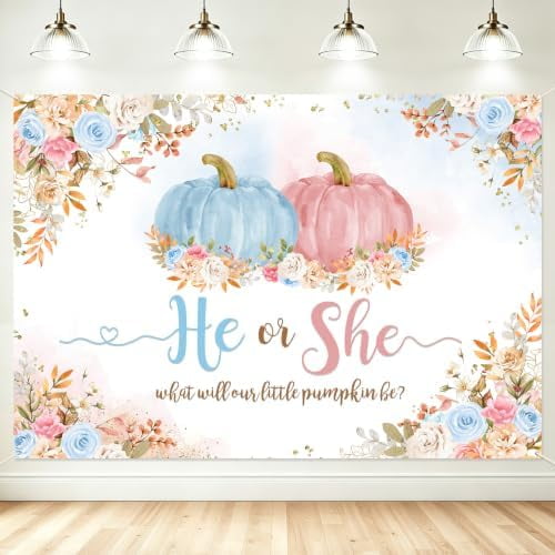 Fall Pumpkin Gender Reveal Backdrop Party Decor Supplies custom ...
