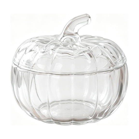 Fall Pumpkin Glass Plate with Lid, Halloween Pumpkin Plate, Pumpkin Decor Storage Jar for Home Thanksgiving Halloween Party, Pumpkin Dish (Clear)