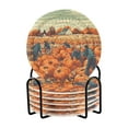 thumbnail image 1 of Fall Pumpkin Harvest Drink Coasters with Holder Absorbent Coaster for Coffee Table Room Decor 6 Pack, 1 of 7