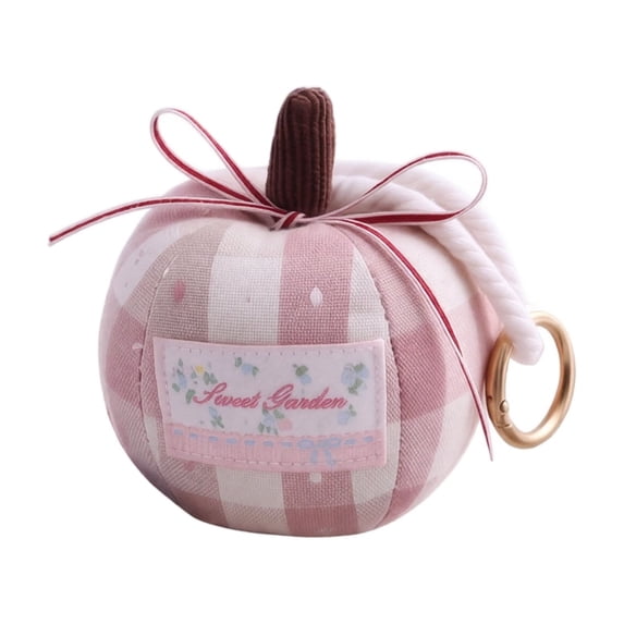 Fall Pumpkin Keychain, Pink Plush Pumpkin Bag Charm with Bow Ring for Purse Backpack Home Decor, 3.15 in