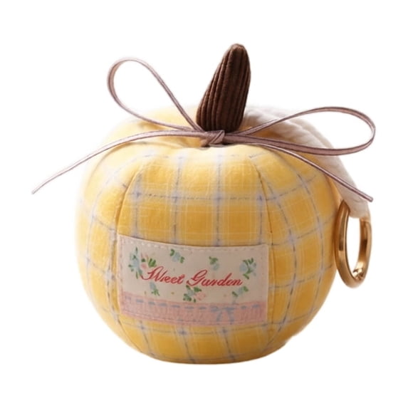 Fall Pumpkin Keychain, Yellow Plush Pumpkin Bag Charm with Bow Ring for Purse Backpack Home Decor, 3.15 in