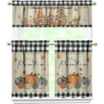 thumbnail image 1 of Fall Pumpkin Kitchen Curtains Valances and Tiers Set for Windows, Autumn Gnome Buffalo Plaid Bathroom Window Curtain Valance 3 Piece Sets,Thanksgiving Kitchen Decor for Living Room,54"x 36", 1 of 6
