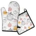 thumbnail image 1 of Fall Pumpkin Kitchen Oven Mitt and Pot Holder Sets 2 Pcs for Baking, Cooking and Grilling, Heat Resistant Up To 392 °F, 1 of 7