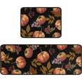 thumbnail image 1 of Fall Pumpkin Kitchen Rugs and Mats Sets of 2,Thanksgiving Farmhouse Kitchen Rugs Decoration Rubber Backing Non-Slip Floor Mat for Sink Waterproof Laundry Room Rugs Runner,Black 17x24+17x48inch, 1 of 5
