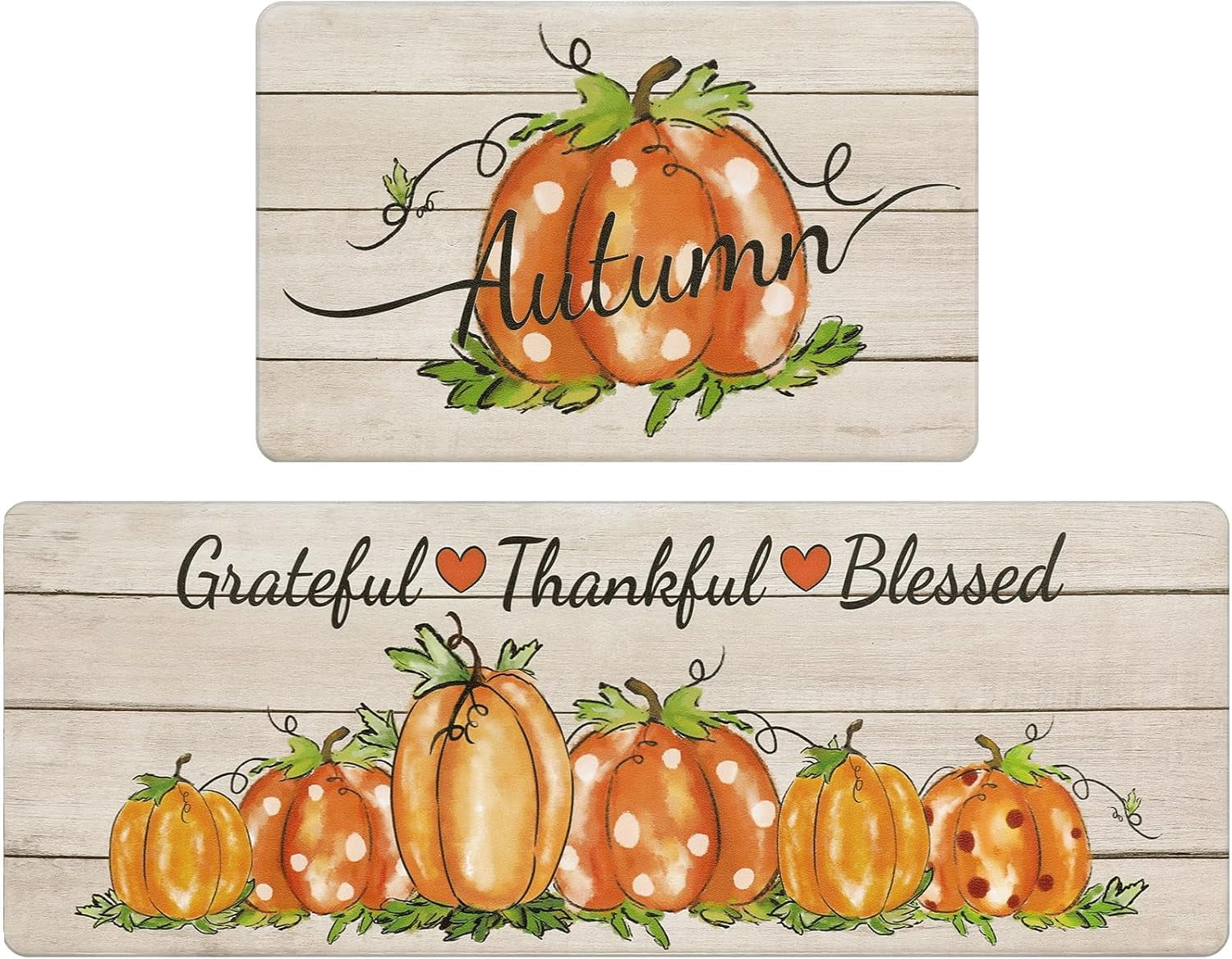 Fall Pumpkin Kitchen Rugs Set of 2, Autumn Farmhouse Kitchen Floor Mat ...