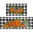 thumbnail image 1 of Fall Pumpkin Kitchen Rugs Set of 2,Buffalo Plaid Harvest Thanksgiving Floor Mats and Rugs Non Skid Washable for Kitchen Home Decor,Fall Farmhouse Decorations and Accessories (17"x47"+17"x30"), 1 of 6