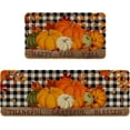 thumbnail image 1 of Fall Pumpkin Kitchen Rugs Set of 2,Buffalo Plaid Holiday Kitchen Mats for Floor,Autumn Seasonal Non-Slip Washable Sink Mats Home Decor Doormat+Runner Rug, 1 of 6