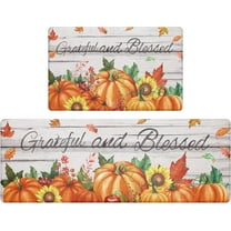 Fall Pumpkin Kitchen Rugs Set of 2, Farmhouse Kitchen Floor Mat, Non Slip Anti Fatigue Kitchen Mats for Floor, Waterproof Cushioned Kitchen Runner Rug Set Fall Harvest Thanksgiving Decor