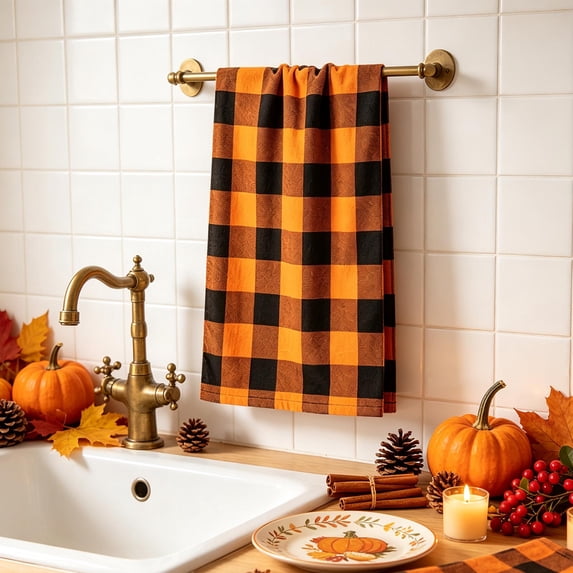 Fall Pumpkin Kitchen Towels, 27.56"x15.75",Ultra Absorbent Autumn Dish & Hand Towels, Halloween Thanksgiving Harvest Seasonal Home Farmhouse Decorations(B)