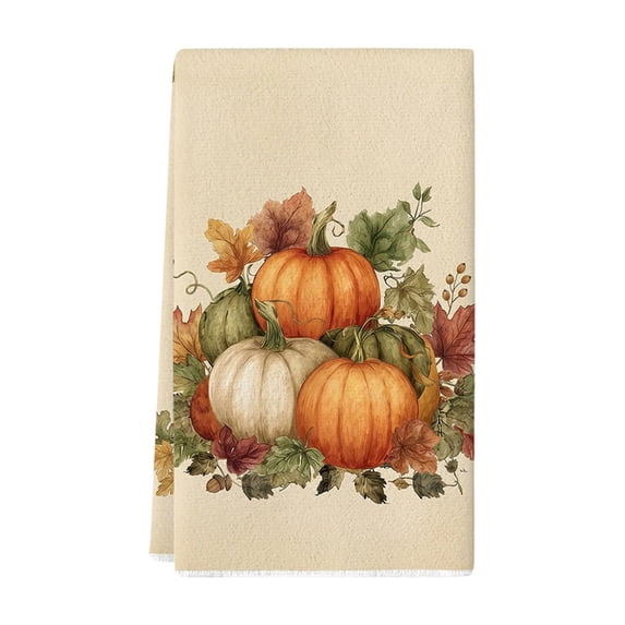Fall Pumpkin Kitchen Towels, Blue and White Chinoiserie Autumn Pumpkin Dish Tea Towels for Kitchen, Fall Decorative Hand Towel - 16''X24''