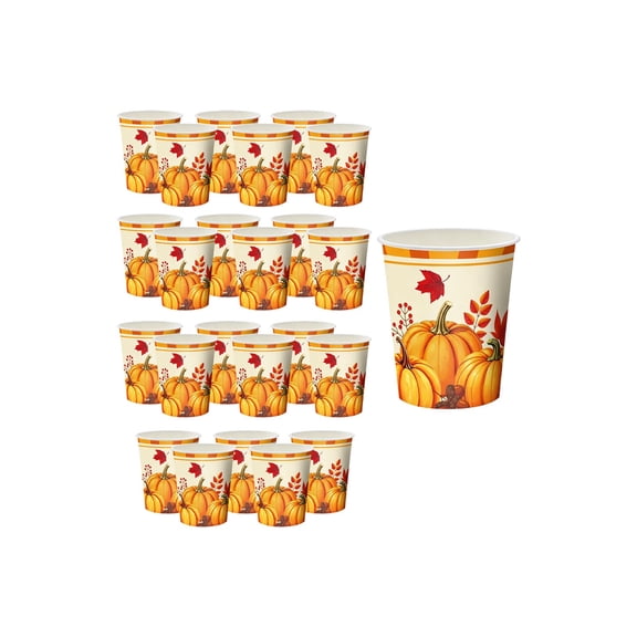 Fall Pumpkin Leaves Tableware Party Supplies Set, Disposable Autumn Harvest Paper Plates, Napkins Dinnerware for Gatherings Decorations B
