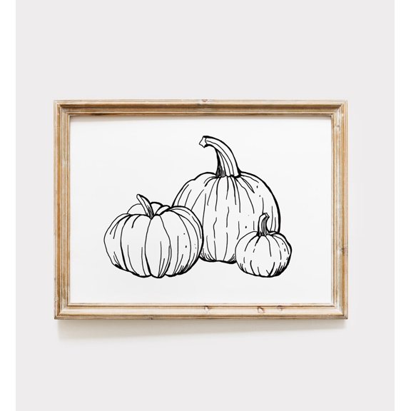 Fall Pumpkin Line Art Fall Party Decor Autumn Halloween Gourd Drawing