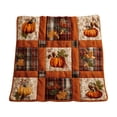 thumbnail image 1 of Fall Pumpkin Maple Flannel Blanket, Plaid Quilted Throw for Sofas, Beds, Reading, Naps and Cozy Thanksgiving Home Decor, 1 of 8