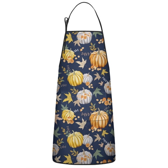 Fall Pumpkin Maple Leaf Aprons with Pocket Extra Long Aprons Waterproof Bib Apron for Birthday Gifts for Dad Step Cooking Aprons for Kitchen Cool BBQ Grilling