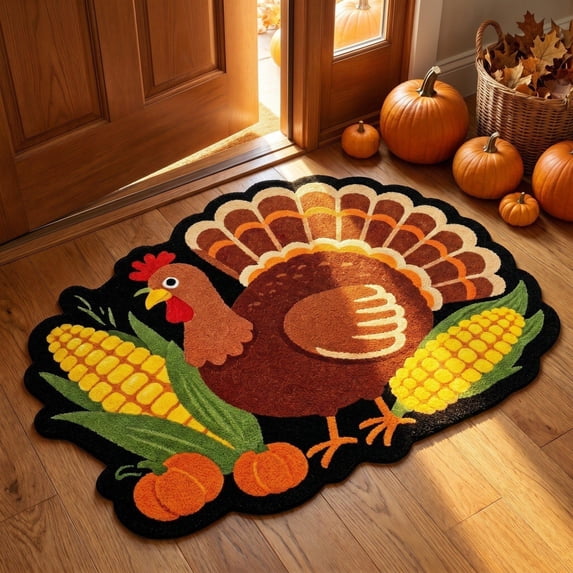 Fall Pumpkin Maple Leaves Ghost Floor Mat Halloween Thanksgiving Long Rug Entryway Porch Kitchen Bathroom Non Slip Washable Indoor Outdoor Decorative Door Mat Carpet Seasonal Home Decor Accent Rug