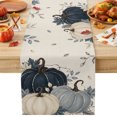 thumbnail image 1 of Fall Pumpkin Navy Blue Cotton Linen Rectangle Table Runners 13"x60", Rustic Botanical Autumn Thanksgiving Coffee Table Runner Dresser Scarves Table Runners for Wedding Party Banquet Dinner Decor, 1 of 8