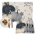 thumbnail image 1 of Fall Pumpkin Navy Blue Placemats Set of 2, Rustic Botanical Autumn Thanksgiving Washable Wipeable Table Mats for Dining Tables, Indoor Outdoor Kitchen Place Mats for Holiday Party Table Decor, 1 of 9