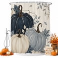 thumbnail image 1 of Fall Pumpkin Navy Blue Shower Curtain, Waterproof Shower Curtains for Bathroom, Rustic Botanical Autumn Thanksgiving Washable Fabric Bathtub Curtain Set Bath Decor with 12 Hooks 48"x72", 1 of 8