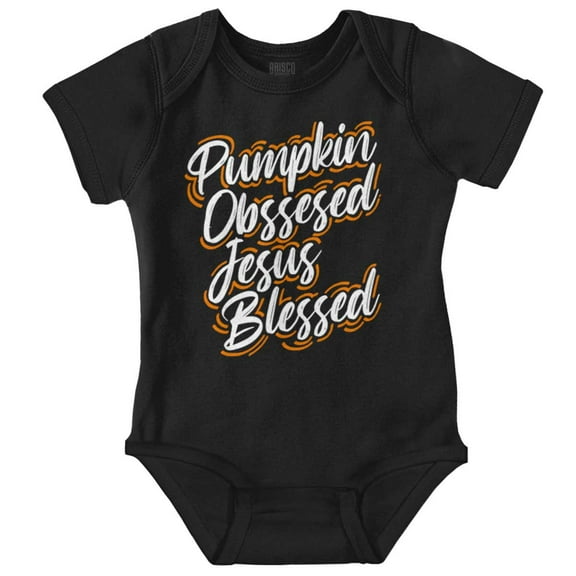 Fall Pumpkin Obsessed Jesus Blessed Bodysuit Jumper Girls Infant Baby Brisco Brands NB