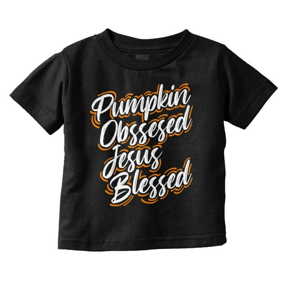 Fall Pumpkin Obsessed Jesus Blessed Youth T Shirt Tee Girls Infant Toddler Brisco Brands 3T