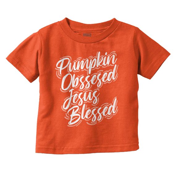 Fall Pumpkin Obsessed Jesus Blessed Youth T Shirt Tee Girls Infant Toddler Brisco Brands 6M