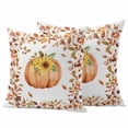 thumbnail image 1 of Fall Pumpkin Outdoor Waterproof Pillow Covers, Thanksgiving Eucalyptus Sunflower Rose Decorative Square Throw Pillowcase Sofa Cushion Sham for Patio/Couch/Chair, 24"x24" 2 Pack, 1 of 8