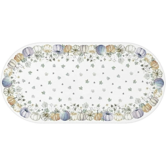 Fall Pumpkin Oval Tablecloth 60x120 Inch Waterproof Fall Thanksgiving Tablecloth Autumn Washable Table Cloth for Party Picnic Dinner Home Decor