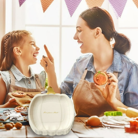 Fall Pumpkin Paper Plates, 10PCS7.3*7.1" Disposable Plates Autumn Harvest Party Tableware Harvest Dinner Plates for Thanksgiving Holiday Dining Kitchen Party Supplies