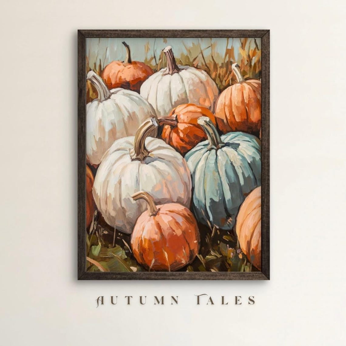 Fall Pumpkin Patch Poster, Soft Orange And White Pumpkin Printable ...