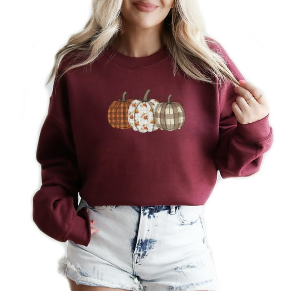 Fall Pumpkin Patch Sweatshirt Women Long Sleeve Thanksgiving Fashion Graphic Shirts Cozy Weather Lover Pullover Tops