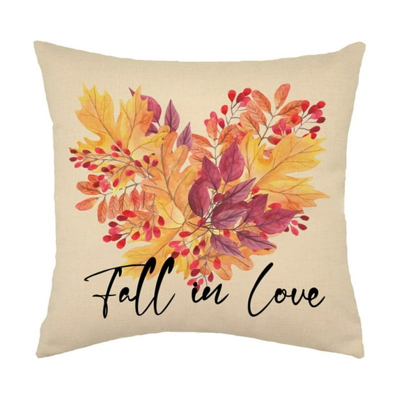 Fall Pumpkin Pillow Covers 18x18, Happy Fall Hello Pumpkin Throw Pillow Covers Autumn Orange Maple Leaves Decor Pillow Cases