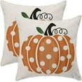 thumbnail image 1 of Fall Pumpkin Pillow Covers 20x20 Set of 2 Farmhouse Polka Dots Decorative Throw Pillow Outdoor Linen Square Autumn Thanksgiving Cushion Cover Decor for Home Couch Sofa, 1 of 6