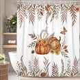 thumbnail image 1 of Fall Pumpkin Pine Floral Shower Curtain,Polyester Waterproof Bathroom Decor Set With Hooks,72 W x72 H Inch, 1 of 7