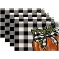 thumbnail image 1 of Fall Pumpkin Placemats 12x18 Inch Set of 4, Black White Plaids Pumpkin Table Place Mat Thanksgiving Autumn Orange Harvest Washable Table Mats Decorative Linen Fabric Table Mat for Dining Table, 1 of 6