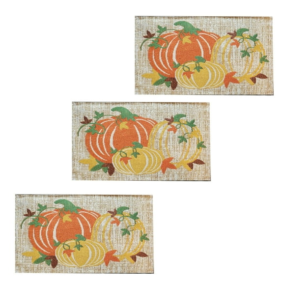 Fall Pumpkin Placemats, 3 Pieces, Glitter Multi-Color 13 x 19 Nidico