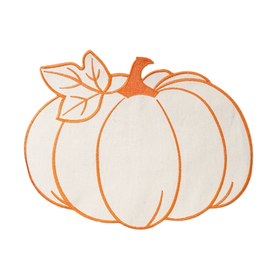 Fall Pumpkin Placemats, Autumn Thanksgiving Harvest Table Placemats Embroidered Mats for Holiday Party Kitchen Dinning Table Home Decorations Orange