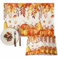 thumbnail image 1 of Fall Pumpkin Placemats Set of 12 Orange Leaf Thanksgiving Vintage Letter Heat Insulated Linen Place Mats, Washable Stain-Proof Table Mats for Dining Tables Holiday Decor 13x19inch, 1 of 9
