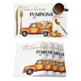 thumbnail image 1 of Fall Pumpkin Placemats Set of 12 Thanksgiving Watercolor Sunflower Cart Heat Insulation Washable Place Mats, Rustic Non-Slip Table Mats for Dining Table Party Kitchen Decor,13x19 Inch, 1 of 4