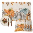 thumbnail image 1 of Fall Pumpkin Placemats Set of 2 Thanksgiving Sunflower Maple Leaf Heat Insulated Linen Place Mats, Washable Stain-Proof Table Mats for Dining Tables Holiday Decor 13x19inch, 1 of 9
