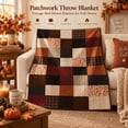 thumbnail image 1 of Fall Pumpkin Quilted Throw Blanket Autumn Patchwork, 39.37''x 27.56'' - Polyester Holiday Decorative Bedding Orange Pumpkin Brown Checkered Cozy Blankets for Home Sofa Couch Bed Decor - S - Akmoler, 1 of 6