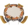 thumbnail image 1 of Fall Pumpkin Round Table Cloth Fitted Tablecloth,Retro Linen Table Cover with Elastic Edge Waterproof Table Cloth,Thanksgiving Black Buffalo Plaid Circle Table Cover for Kitchen Indoor Picnic 45-52in, 1 of 6