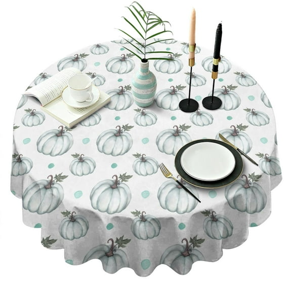 Fall Pumpkin Round Tablecloth 60" X 60",Wrinkle Wipeable Table Cloth for Kitchen Dining Room Picnic Patio Party