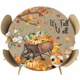 thumbnail image 1 of Fall Pumpkin Round Tablecloth, Fitted Table Cover with Elastic for 45"-54" Round Tables, Maple Leaves Thanksgiving Gnomes Farmhouse Cart Table Cloth Outdoor Dinning Party Waterproof Tablecloths, 1 of 7