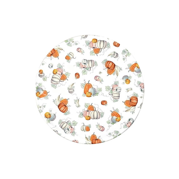 Fall Pumpkin Round Tablecloth Thanksgiving Harvest Outdoor Tablecloth Waterproof Table Cover for Picnic Dinner Party Decor 47 In C