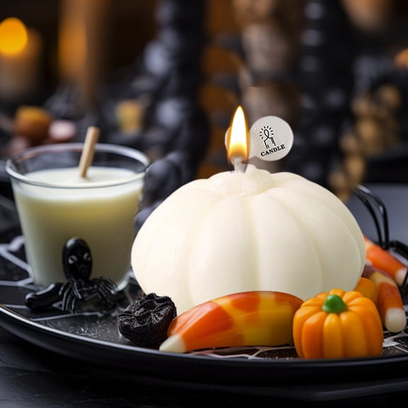Fall Pumpkin Shaped Scented Candle, Simulation Pumpkin Decorative Candle, Soy Wax Tea Lights, Thanksgiving Fall Decoration for Home Tabletop Centerpiece Holiday Party Decor