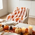 thumbnail image 1 of Fall Pumpkin Sherpa Throw Blanket, 28"×40" Plush Flannel Blanket with Orange Pumpkin Print, Soft Warm Reversible Seasonal Throw, Decorative Couch Cover for Thanksgiving Bedroom Living Room Decor, 1 of 6