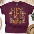 thumbnail image 1 of Fall Pumpkin Shirt | Hey Pumpkin Graphic Tee | Rustic Fall Aesthetic Top, Maroon, Size M, 1 of 6