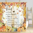 thumbnail image 1 of Fall Pumpkin Shower Curtain, Autumn Thanksgiving Harvest Pumpkins Inspirational Quotes Trust in The Lord Rustic Wooden Board Farmhouse Bathroom Curtain, Thanksgiving Bathroom Accessories, 72X72in, 1 of 6