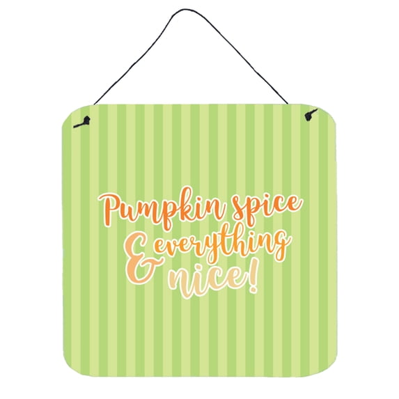 Fall Pumpkin Spice Green Stripe Wall or Door Hanging Prints